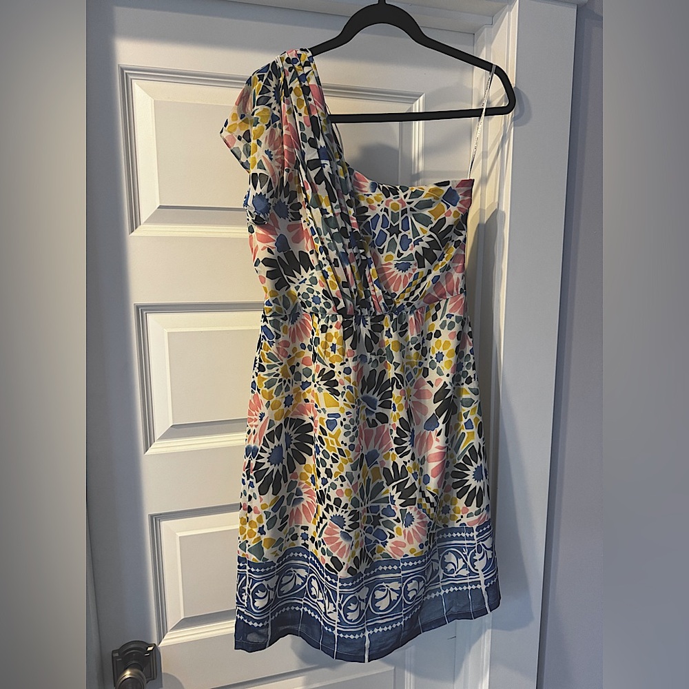 Anthropologie MM Couture One Shoulder Flutter Dress